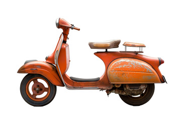 Vintage Orange Scooter Isolated on White Background