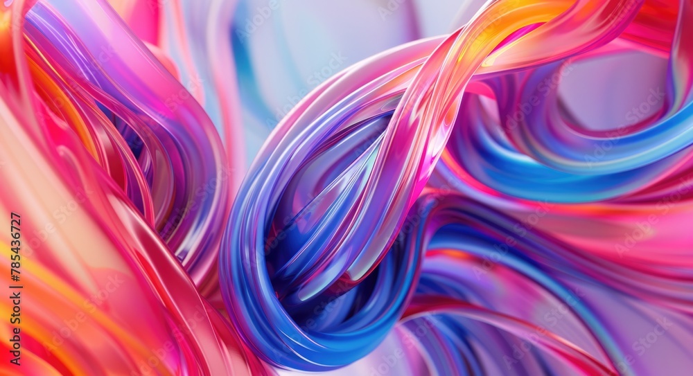 Wall mural digital color. twirling three-dimensional fantasy paint in motion