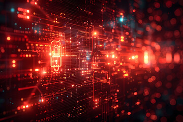 Fototapeta premium Secure Data Center: Firewall Encryption and Access Control Triple Layers