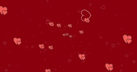 Image of hearts floating over red background - obrazy, fototapety, plakaty