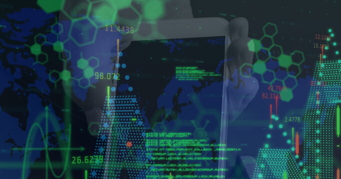 Image of financial data processing over payment terminal