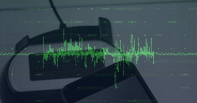 Image of financial data processing over payment terminal