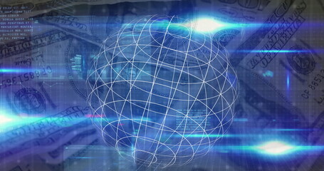 Image of data processing over banknotes