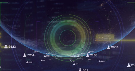 Image of data processing over globe