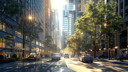Obraz premium Craft a 3D visual narrative of the downtown scene