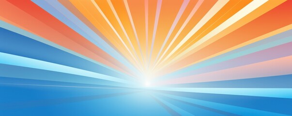 Sun rays background with gradient color, blue and orange, vector illustration - obrazy, fototapety, plakaty