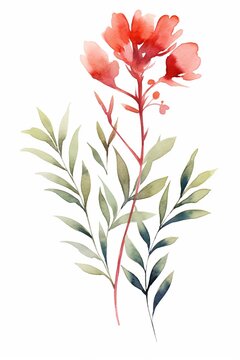 recommend clip art: Watercolor painting of a single wildflower and the bracts beside it.