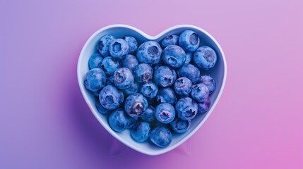 Fototapeta premium Bowl filled with heart-shaped blueberries, arranged delicately for a charming and nutritious presentation 