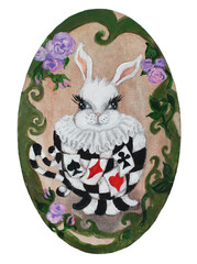 Alice in Wonderland  vintage style original painting - 785444996