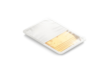 Blank white transparent cheese pack mockup, side view