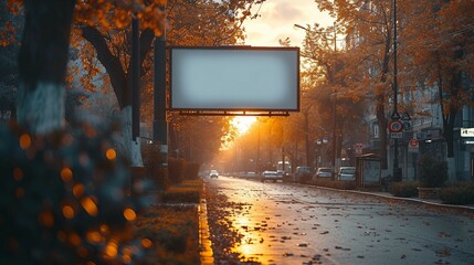 A blank billboard at street level. AI generate illustration - obrazy, fototapety, plakaty