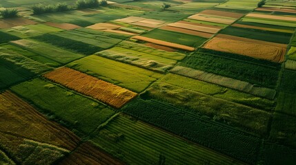 Aerial view with landscape geometry texture of agriculture fields.