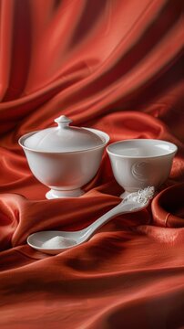 Classic white porcelain sugar bowl. Timeless kitchen accessory
