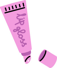 Pink feminine lip gloss. Illustration in style of 2000s.
