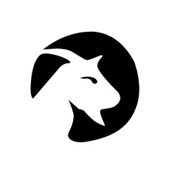Goat's head isolated on white, hand drawn vector illustration. Goat head line icon, outline sign vector, linear pictogram isolated on white. Symbol, logo illustration.