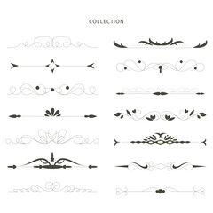 Hand drawn text dividers vintage ornaments collection. Vintage borders and wedding laurels.