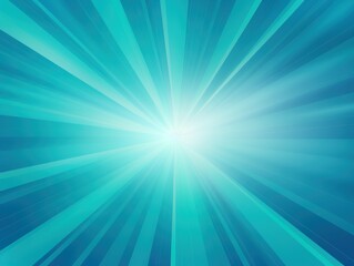 Sun rays background with gradient color, blue and turquoise, vector illustration. Summer concept design banner template for presentation, copy space