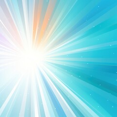 Fototapeta na wymiar Sun rays background with gradient color, blue and turquoise, vector illustration. Summer concept design banner template for presentation, copy space