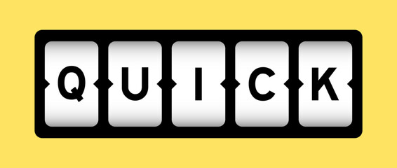 Black color in word quick on slot banner with yellow color background