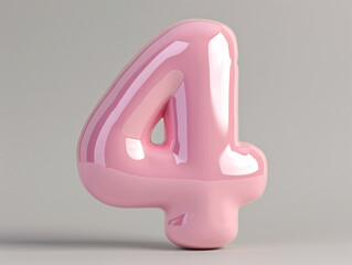 3d plastic cermet high light pink digital 4 font design
