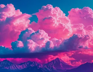 Raamstickers colorful gradient clouds over blue sky wallpaper © Erdem