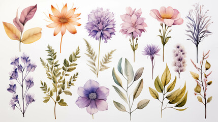 Various collection drawings on white background.