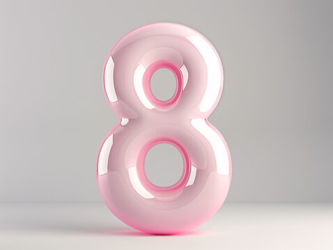 3d plastic cermet high light pink digital 8 font design
