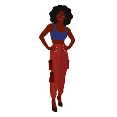 Afro black woman in elegant art style vector