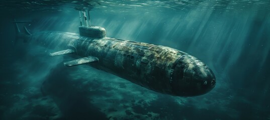 Military nuclear submarine launches torpedo missile in vast expanse of open ocean