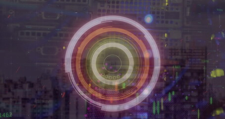 Image of data processing over city