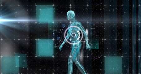 Image of scope scanning, markers and data processing over human body