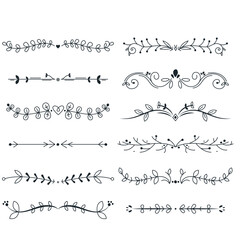 Hand drawn text dividers vintage ornaments collection. Vintage borders and wedding laurels.