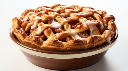 Apple pie in plate isolated UHD Wallpaper
