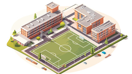 Isometric college campus or school building 