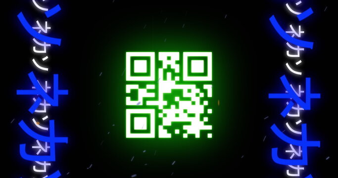 Image of neon qr code over neon qr code
