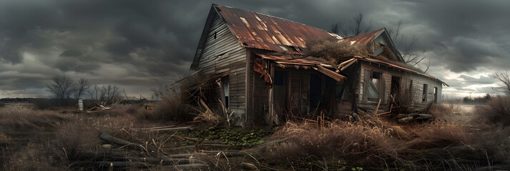 The Overwhelming Neglect and Deterioration: An Abandoned Building in Decay - obrazy, fototapety, plakaty