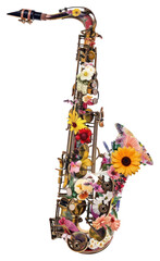 PNG  Flower Collage Saxophone saxophone musical instrument smoke pipe