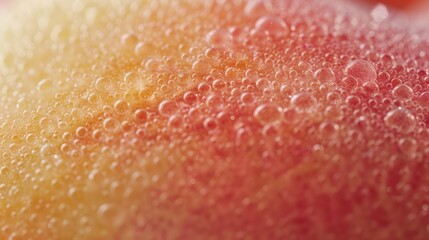 Gradient of peach fuzz color, from yellow to pink, detailed in macro close-up. Peach fuzz color