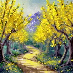 Gordijnen 노란꽃나무길입니다. © 광용 고