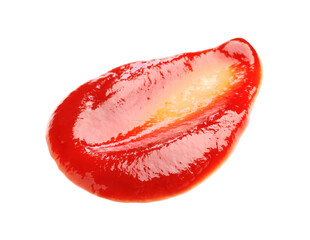 Tasty ketchup isolated on white. Tomato sauce