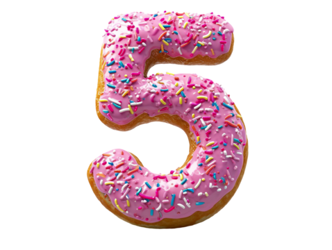 number five made of donut