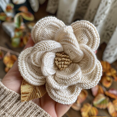 Obraz premium Wool knit flower 