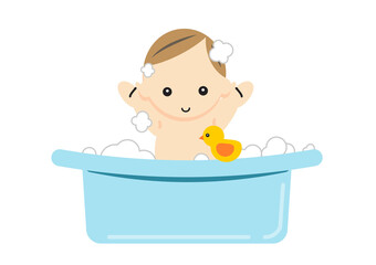 お風呂に入る赤ちゃん