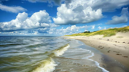 Sandy beach on Hel Peninsula Baltic sea Pola