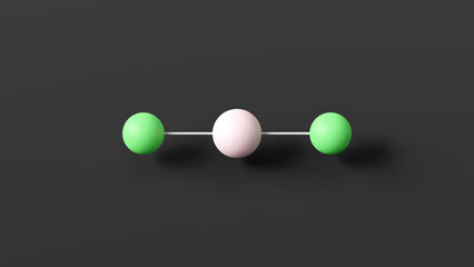 cobalt(ii) chloride molecular structure, salt, ball and stick 3d model, structural chemical formula with colored atoms