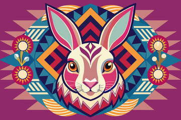 A rabbit mandala with a zigzag pattern