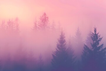pink sky in the morning with mist