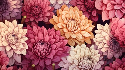 Various types of flowers create a beautiful wall background.