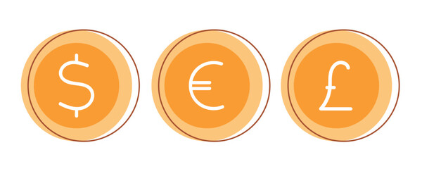 Three Different Types of Currency Displayed