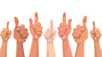 Many thumbs up gesturing hands. Approval positive fee